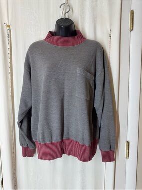 Vintage LizSport Mockneck Sweatshirt with Striped Trim
